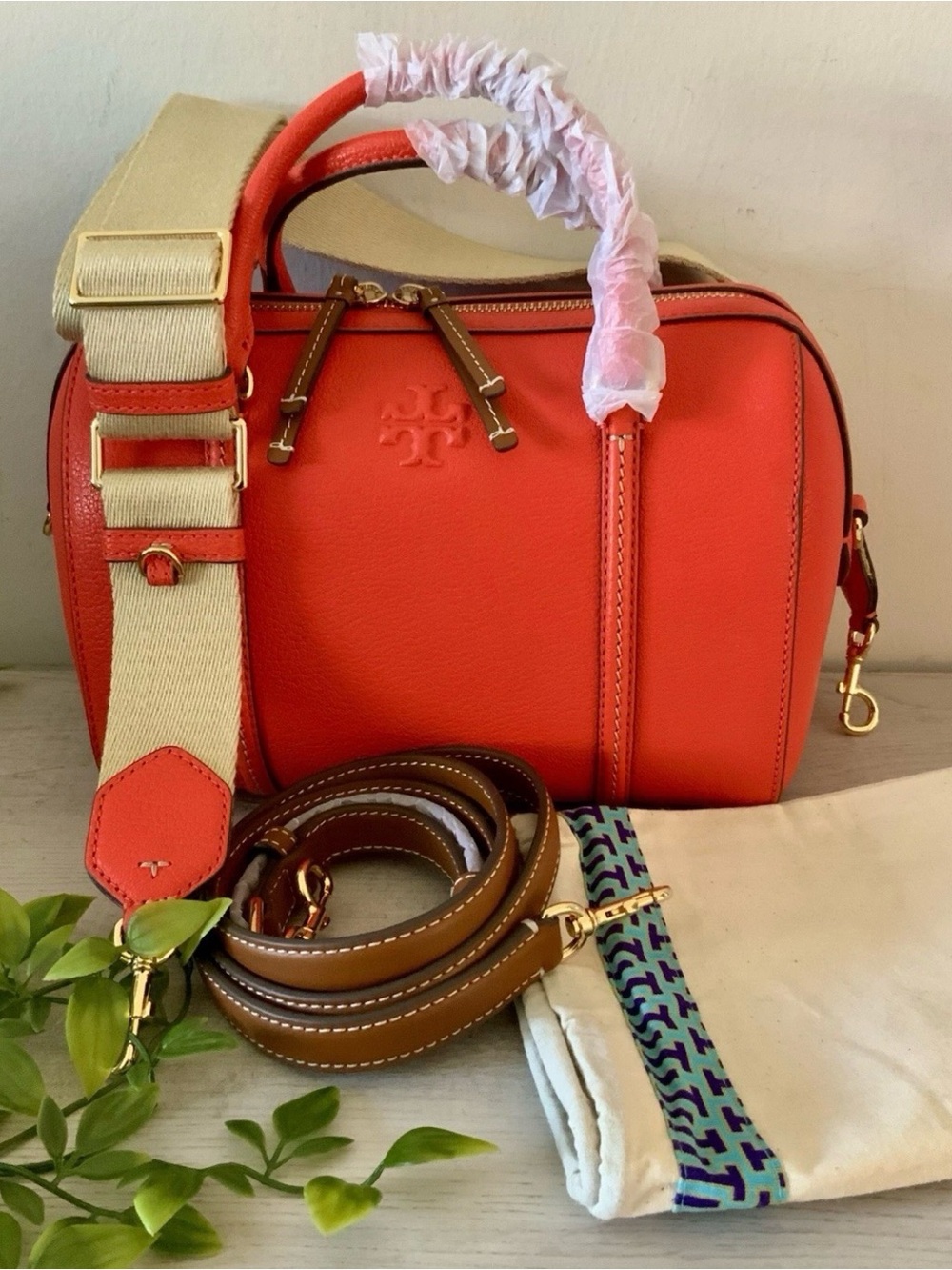 TORY BURCH THEA TEXTURED TOP HANDLE SATCHEL W/2 STRAPS NWT